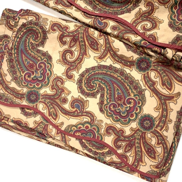 2 Handmade Paisley Print Curtains Drapes Tan Red - Picture 3 of 6